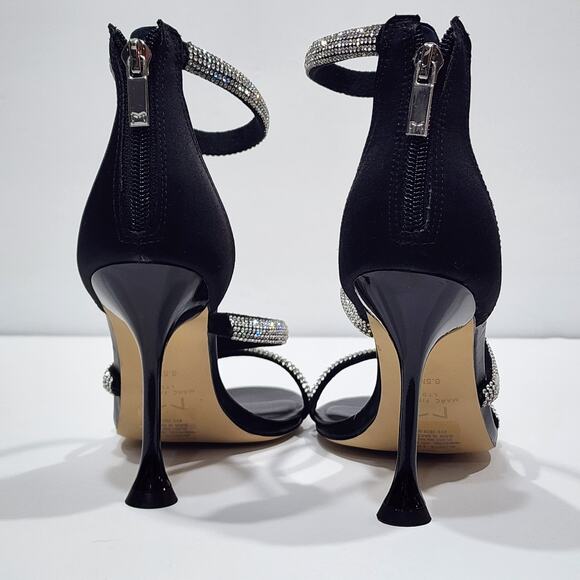 Marc Fisher Carita Ankle Strap Heled Sandals Rhinestone Detail Black Size 6.5 - Picture 4 of 11